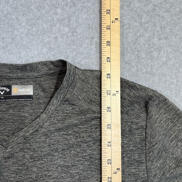 Callaway Shirt Mens M Grey V-Neck Quick Dry Opti-Dri Short Sleeve Golf - Picture 6 of 6